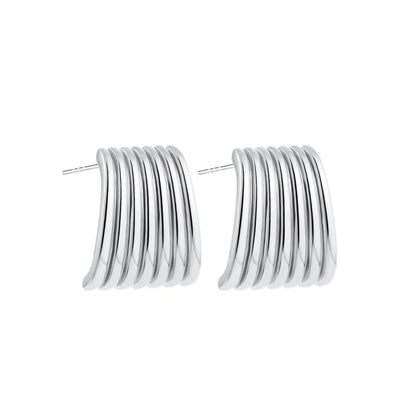 Trendy Stainless Steel Multilayer Circle Twist Knot Earrings for Women Texture Mixed Color Gold Plated Statement Earring Bijoux
