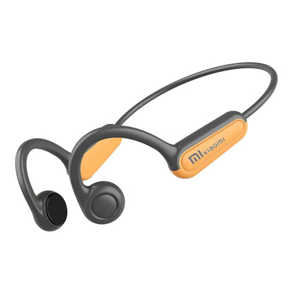 Xiaomi Mijia Bone Conduction Earphones Bluetooth 5.3 Sports Wireless Headphones Ear Hook Waterproof Headset for Running Driving in black and orange design with flexible ear hooks.