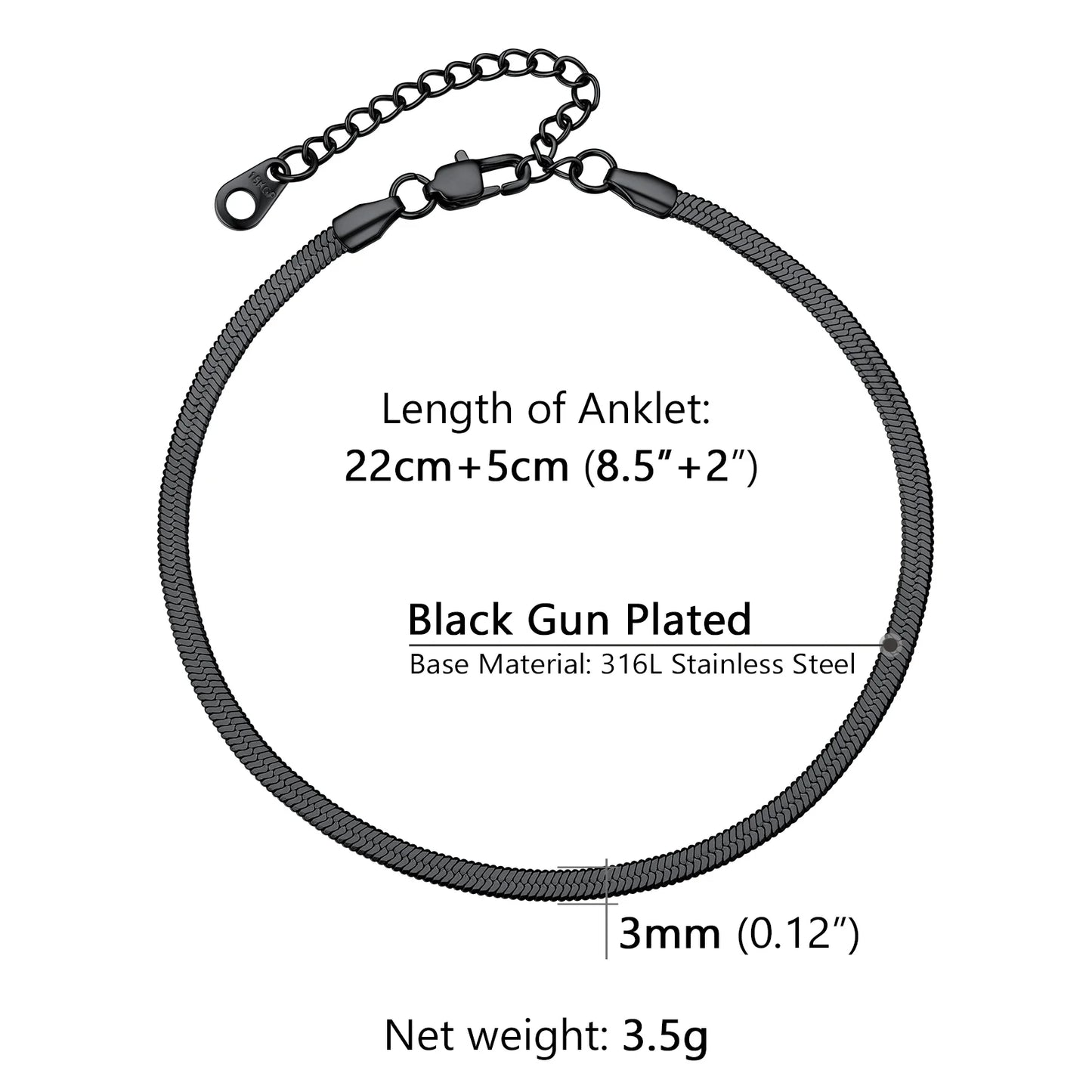 U7 Ankle Bracelets for Women 6mm Flat Curb Cuban Link Snake Figaro Mariner Link Chain Anklets Summer Beach Feet Jewelry Gift