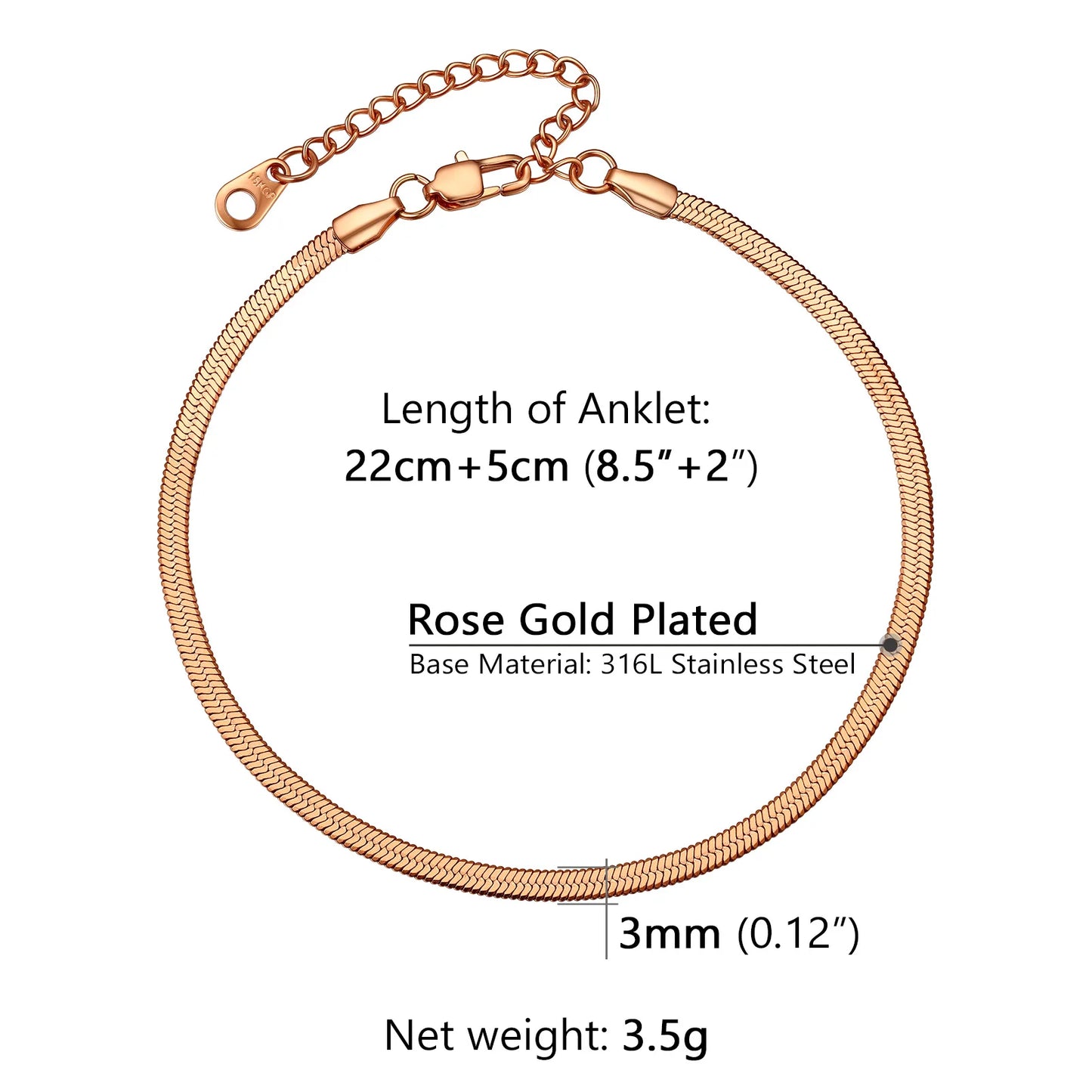 U7 Ankle Bracelets for Women 6mm Flat Curb Cuban Link Snake Figaro Mariner Link Chain Anklets Summer Beach Feet Jewelry Gift