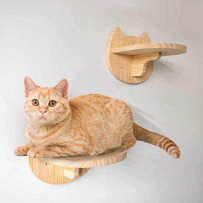Cat Climbing Shelves Wall Mounted Cat Hammock and Steps Walking Jumping Platform for Wooden Furniture Kitty Playing and Sleeping
