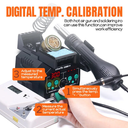 Silverflo 938BD-III Soldering Station Rapid Heating T12 Soldering Iron Hot Air Welding Station With Auto Sleep For SMD Rework