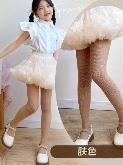 Summer Children's Tight Fitting Pantyhose Baby's Cute Sparkling Fishnet Diamond Pants Hollow Latin Dance Leggings Girl's Gift