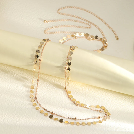 Double Layer Sequin Coin Waist Chain Belt Summer Boho  Beach Bikinis Simple Adjustable Body Jewelry Set for Women Gifts 2024 New