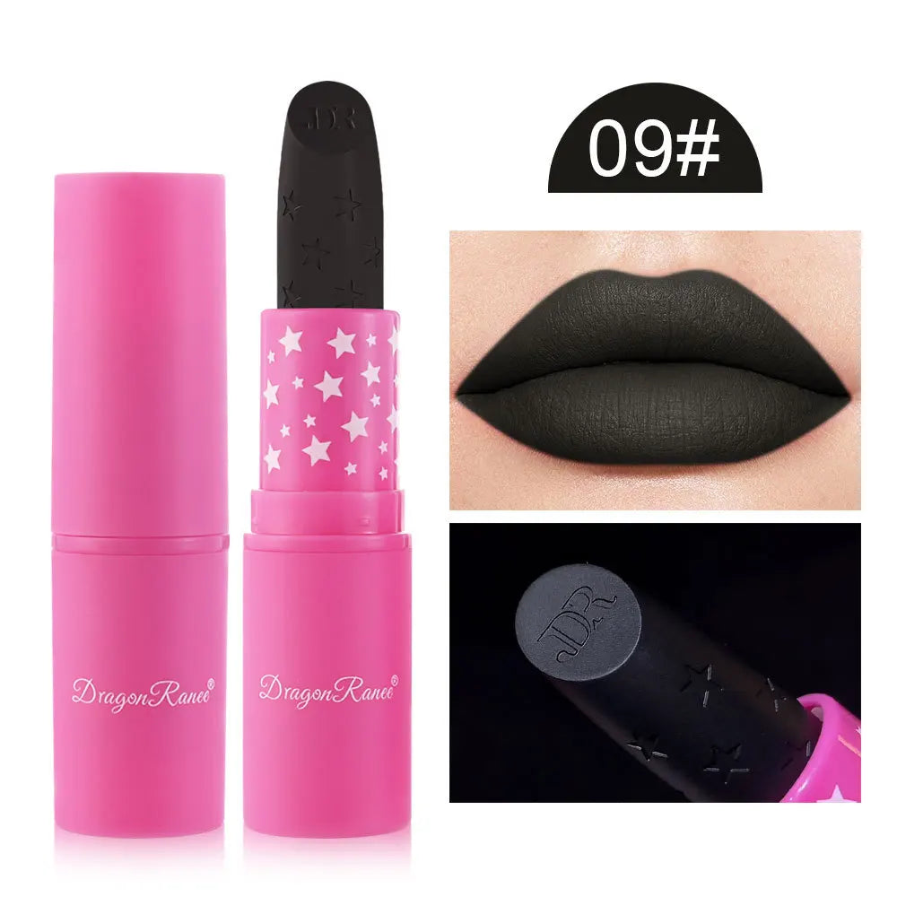 9 Colors Waterproof Rose Red Velvet Matte Lipstick Moisturizing Long Lasting Stars Not Easy To Fade Nude Lip Tint Black Lipstick