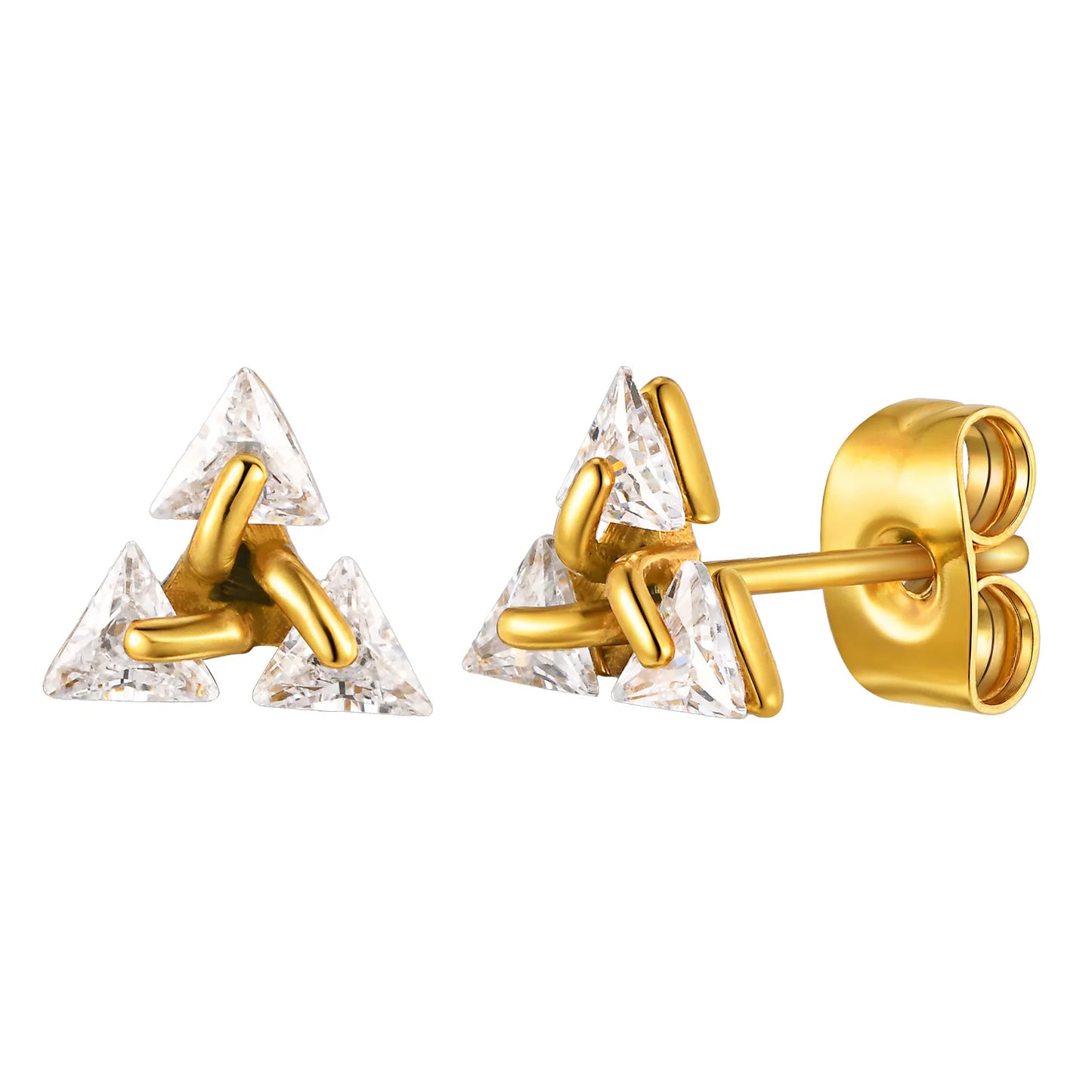 Men Stud Earring,Triangle Pierced Crystal Zircon Stud Earrings,Stainless Steel Tiny Minimalist Studs for Mens Women Jewelry