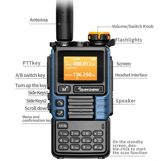 Quansheng UV-K5 Upgrade UV-K5 (99) Interphone 5W Air Band Radio Tyep C Charging UHF VHF DTMF FM Scrambler NOAA Wireless Frequenc