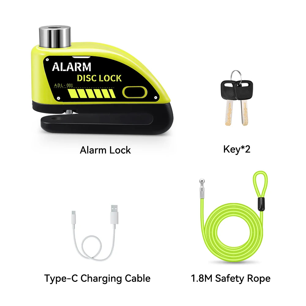 Extractme Motorcycle Alarm Disc Brake Lock 120dB Bicycle Wheel Disk Padlock Security Anti-Theft Lock Scooter Alarma Motocicleta