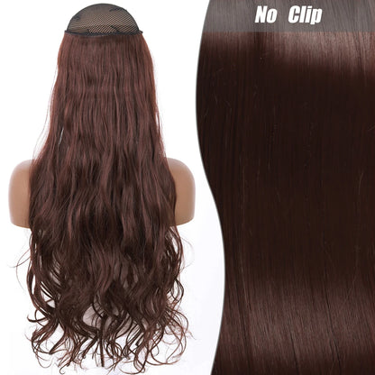 No Clips Natural Hair Extension Synthatic Artificial Long Straight Hairpiece Blonde Black Mixed Color False Hair Piece For Women