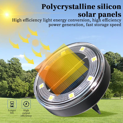 LED Outdoor Solar Power Ground Light IP68 Waterproof Lighting Control Path Deck Lights Yard Driveway Lawn Garden Decoration Lamp