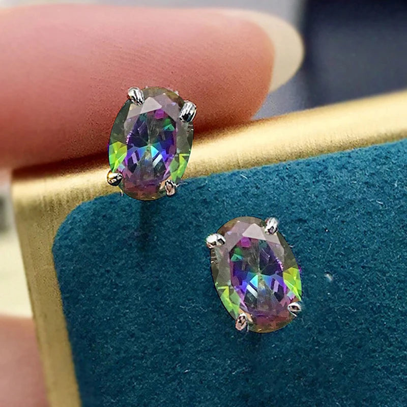 CAOSHI Simple Shiny Oval-shaped CZ Earrings for Female Graceful Lady Versatile Accessories Classical Elegance Women's Jewelry