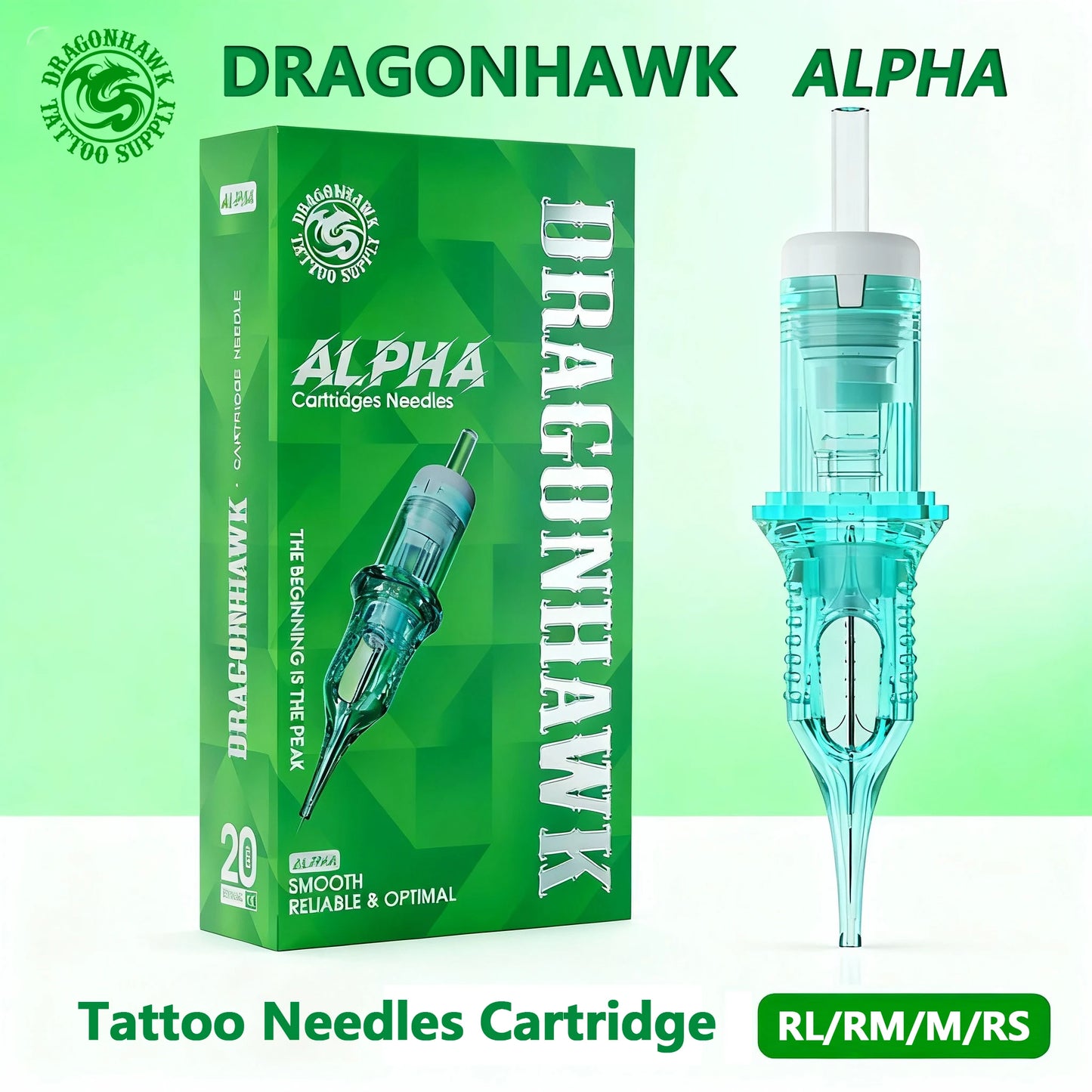 Dragonhawk ALPHA Tattoo Cartridges Needles Supplies RL RM M RS for Tattoo Machine Gun Permanent Makeup or Body Art Given Tattoo