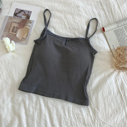 Sexy Solid Color Camisole Underwear Sleeveless For Women Summer Tube Tops Black Girls Soft Bustier Lingerie Tank V-neck Top Vest