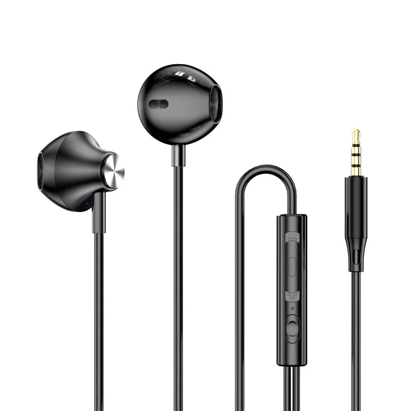For Samsung Headphones HiFi Surround Sound In-ear USB Type C 3.5mm With wire control Wired Earplugs For Galaxy S24 S23 S22 Ultra shown in sleek black design with inline remote and audio jack.