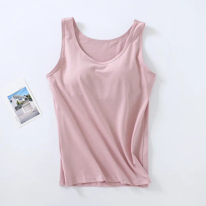 Lingeries For Woman Sleep Shirts New Cotton Sleepwear Tops Chest Pad Casual Bottoming T-shirt Nightwear Vest One Piece Pajamas