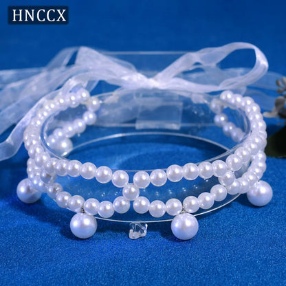 HNCCX Silver Color Alloy Leaves Hair Accessories For Elegant Girls Bride Wedding Hair Jewelry Pearl Headpieces Gift CP603