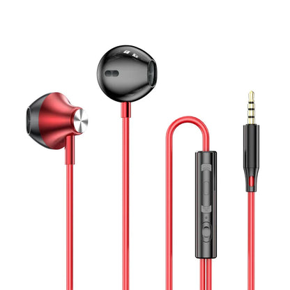 For Samsung Headphones HiFi Surround Sound In-ear USB Type C 3.5mm With wire control Wired Earplugs For Galaxy S24 S23 S22 Ultra featuring red cables and black earbuds with built-in remote control and 3.5mm jack.