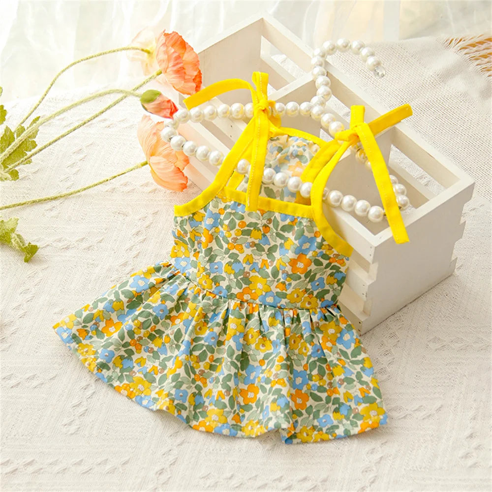 Summer Cotton Sphynx Cat Suspender Skirt Love Flower Pet Princess Dresses for Cats Gotas Katten Kedi Dog Dress mascotas Clothes