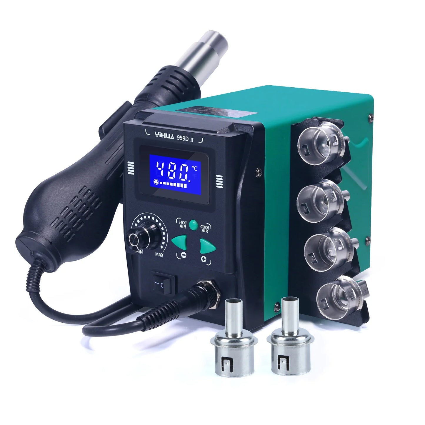 YIHUA 959D-II 700W Rework Station with Easy Plug-pull Nozzles Hot Air Gun Welding Station Digital Temperature Calibration
