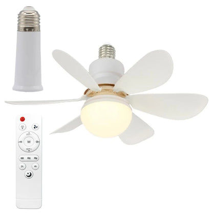 E27 40W 52Cm Ceiling Fan With Led Light Remote Control White For Kitchen Bedroom Dining Room Patio