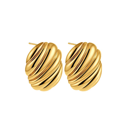 Trendy Stainless Steel Multilayer Circle Twist Knot Earrings for Women Texture Mixed Color Gold Plated Statement Earring Bijoux
