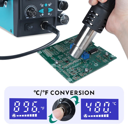 YIHUA 959D-II 700W Rework Station with Easy Plug-pull Nozzles Hot Air Gun Welding Station Digital Temperature Calibration