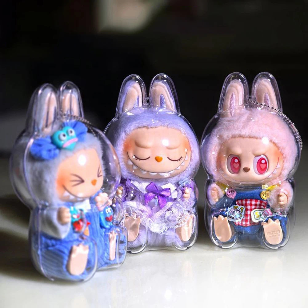 For Labubu Transparent Protective Cover Dustproof Monster Toy Storage Case Cute Elf Plushie Display Cover for Holiday Gifts