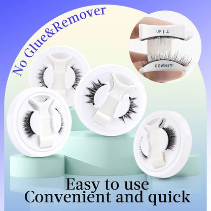 Hot 1 Pair Magnetic Eyelashes Handmade Fluffy Faux Mink Lashes Reusable Natural False Eyelashes and Magnetic Tweezers Set Makeup displayed with white magnetic applicators, highlighting easy, glue-free use and quick application.