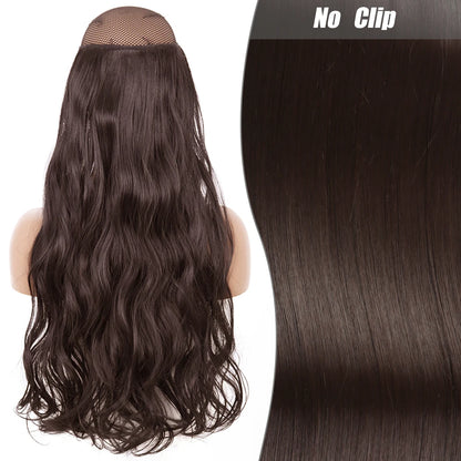 No Clips Natural Hair Extension Synthatic Artificial Long Straight Hairpiece Blonde Black Mixed Color False Hair Piece For Women