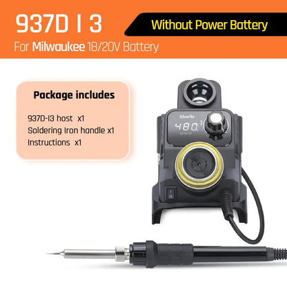Silverflo 937DI Cordless Soldering Station Portable Soldering Station with Sleep Mode for DEWALT/Milwaukee/MAKITA/Battery 18/20V