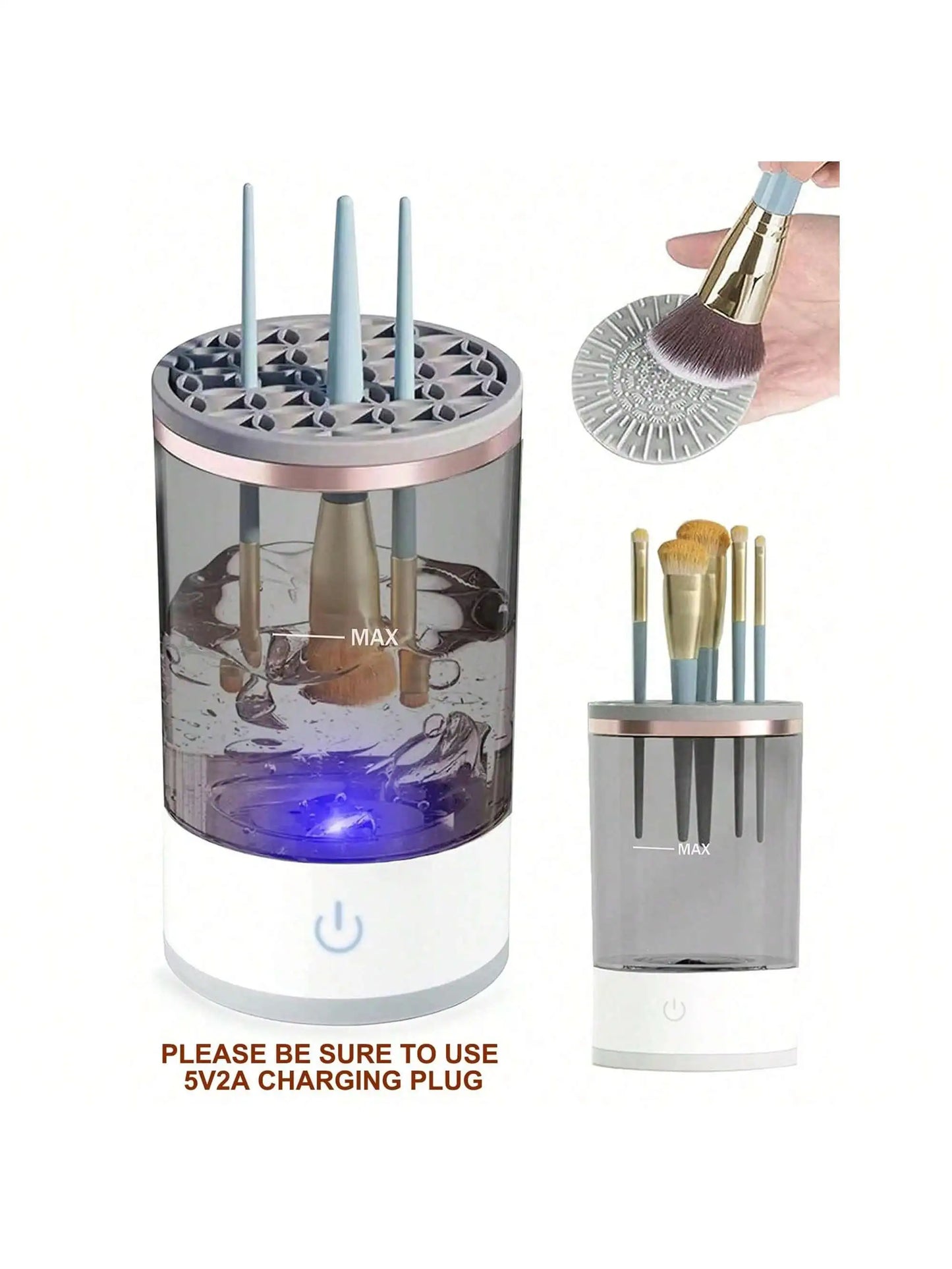 USB Plug Portable Electric Makeup Brush Cleaner with Rubber Makeup Machine Electric USB Quick Cleaner Cleaning Brush Collar Brus