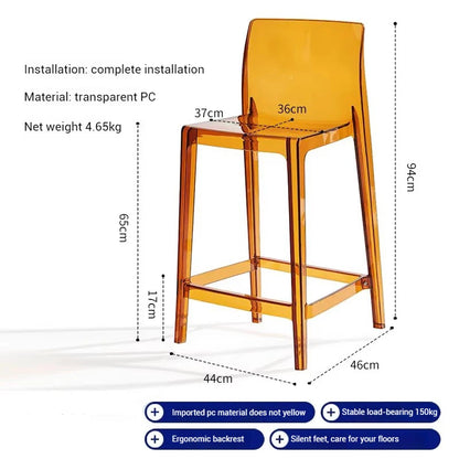 High Dining Bar Chairs Office Nordic Accent Velvet Bar Stools Luxury Transparent Acrylic Design Banqueta Home Furniture HBBC