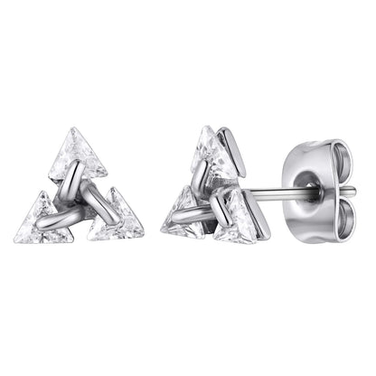 Men Stud Earring,Triangle Pierced Crystal Zircon Stud Earrings,Stainless Steel Tiny Minimalist Studs for Mens Women Jewelry