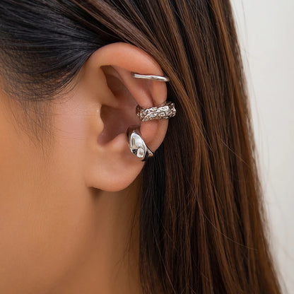 3Pcs/set Metal Chunky No Piercing Clip Earrings Geometric Ear Cuff Earrings for Women Ladies Party Girls Y2K Jewelry 2024 Trendy