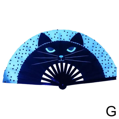33cm Large Folding Hand Rave Fan Chinease/Japanese Gradient Colorful Reflective Foldable Fan Music Festival Fan Dance Fan Gifts