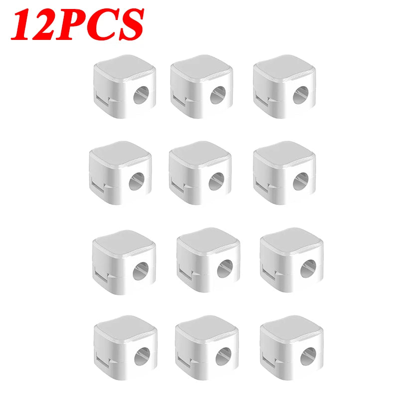 Set of 12 white Magnetic Cable Clip Cable Holder Adhesive Wire Keeper Cord Cable Organizer for Home Office Under Desk Management for neat and tidy cable arrangement.
