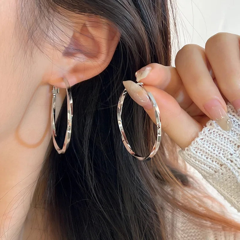 Metal Punk Style Oversized Large Hoop Earrings Twisted Big Circle Round Loop Earrings for Women Exaggerate Party Jewelry Gifts