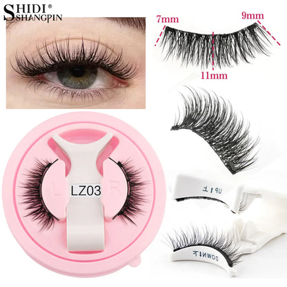 Hot 1 Pair Magnetic Eyelashes Handmade Fluffy Faux Mink Lashes Reusable Natural False Eyelashes and Magnetic Tweezers Set Makeup shown with close-up eye view, individual lashes, and storage case.