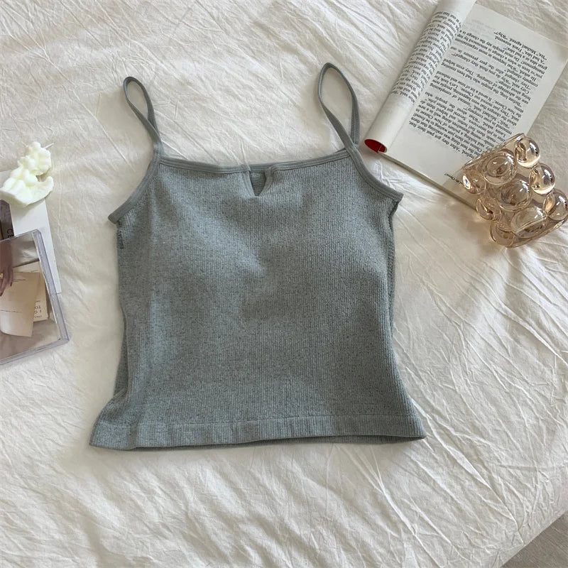 Sexy Solid Color Camisole Underwear Sleeveless For Women Summer Tube Tops Black Girls Soft Bustier Lingerie Tank V-neck Top Vest