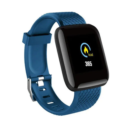 Blue textured band smartwatch displaying calorie counter on screen, designed for fitness and health tracking, Multifunctional Smart Watch Men Women Bluetooth Connected Phone Music Fitness Sports Bracelet Sleep Monitor Y68 Smartwatch D20.