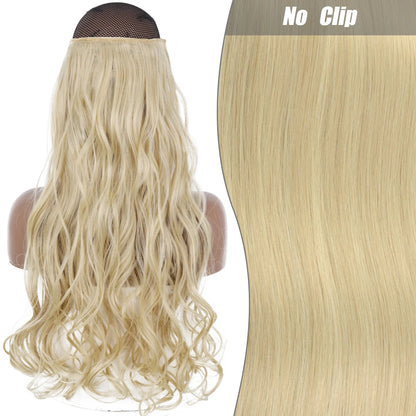 No Clips Natural Hair Extension Synthatic Artificial Long Straight Hairpiece Blonde Black Mixed Color False Hair Piece For Women