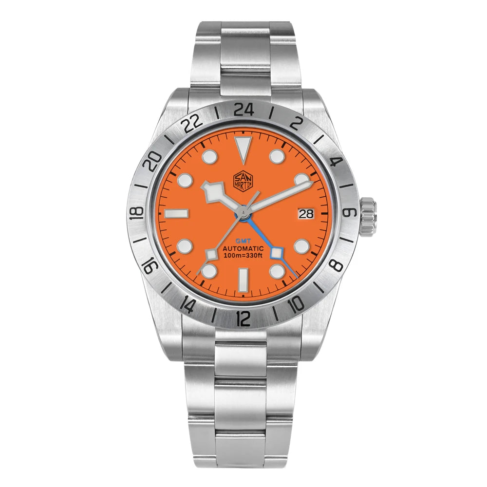 San Martin New 39mm NH34 BB GMT Automatic Mechanical Watch Sport Watch Sapphire Luminous Waterproof 100m for Men Relogio SN0054