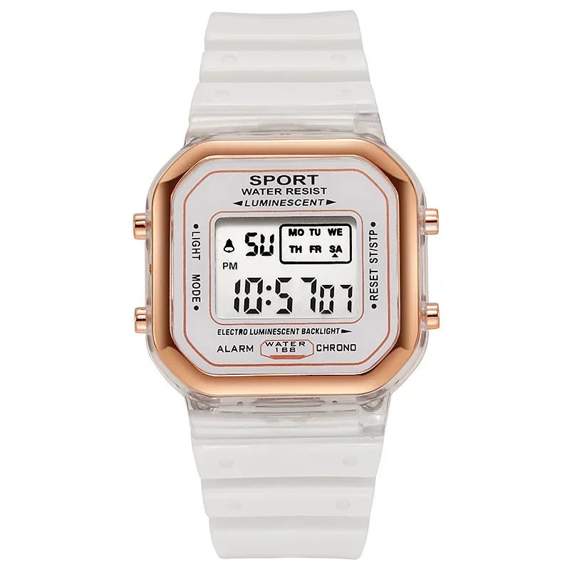 Fashion Brand Student Transparent Electronic Watch Candy Multicolor LED Ladies Sports Waterproof Wirstwatch Clock Gift relógio