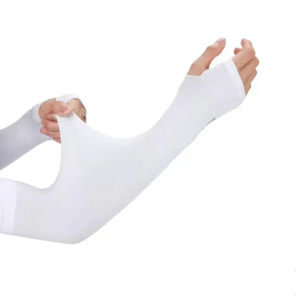 Summer Ice Silk Arm Sleeves Riding Sports Sunscreen Arm Cuff Sleeve Fishnet Fingerless Long Gloves Black Punk Rock Mesh Glove