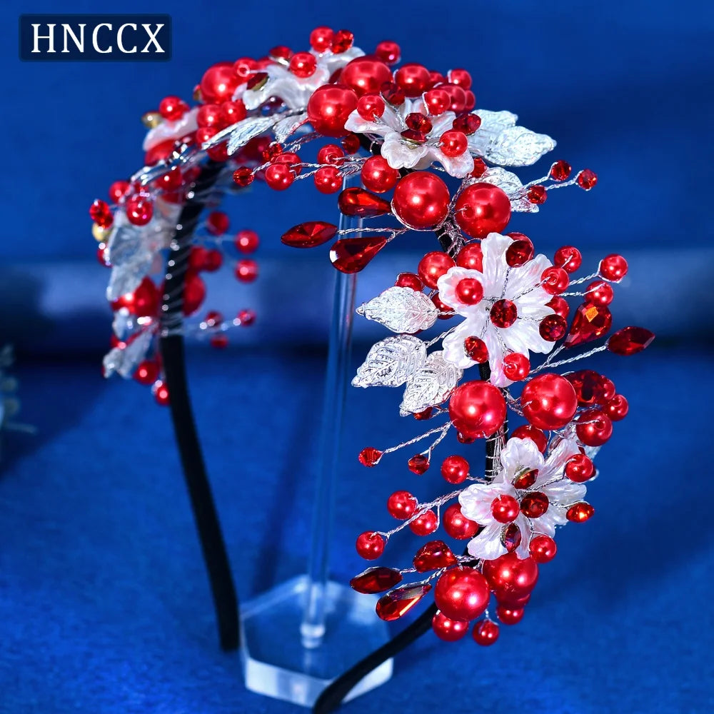 HNCCX Silver Color Alloy Leaves Hair Accessories For Elegant Girls Bride Wedding Hair Jewelry Pearl Headpieces Gift CP603