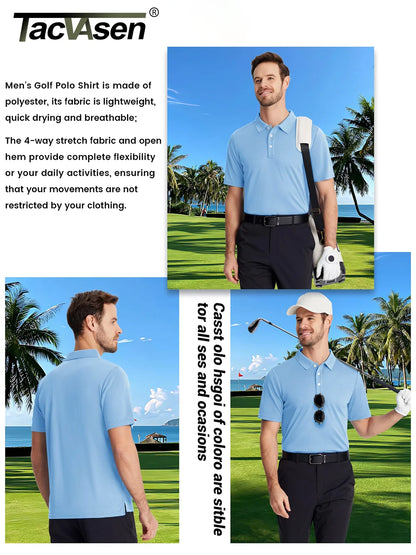 TACVASEN Summer Casual T-shirts Mens Short Sleeve Polo Shirts Button Down Work Shirts Quick Dry Tee Sports Fishing Golf Pullover
