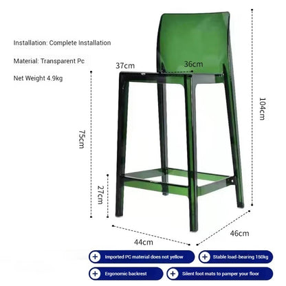 High Dining Bar Chairs Office Nordic Accent Velvet Bar Stools Luxury Transparent Acrylic Design Banqueta Home Furniture HBBC