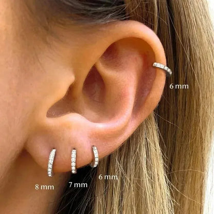 1Pair Stainless Steel Huggie Minimal Hoop Earrings Little Crystal Zirconia Thin Helix Tragus Cartilage Earrings Piercing Jewelry