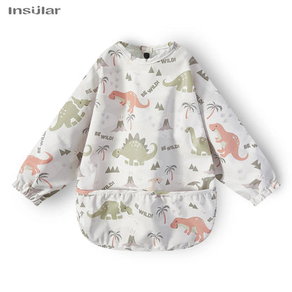 New Children Feeding Aprons Long sleeve Baby bib with Pocket Full Cover Baby Bibs with Pocket waterproof long sleeve bibs