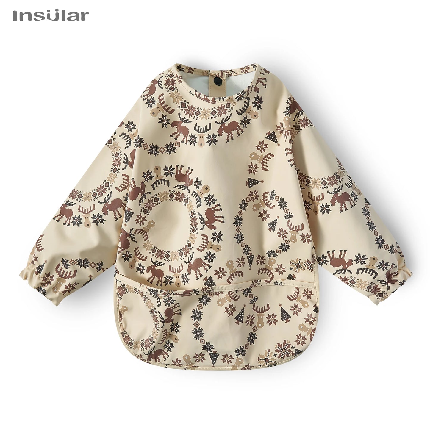 New Children Feeding Aprons Long sleeve Baby bib with Pocket Full Cover Baby Bibs with Pocket waterproof long sleeve bibs